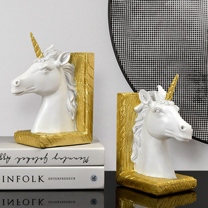 İskandinav modern unicorn masa kitap desteği dekoratif makaleler örnek odası reçine el sanatları bookend - Product Image 4
