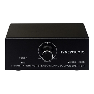 LYNEPAUAIO B063 <strong>1</strong> in <strong>4</strong> Out Audio Signal <strong>Distributor</strong> Stereo Signal Source Audio Splitter Signal <strong>Distributor</strong> - Product Image 1