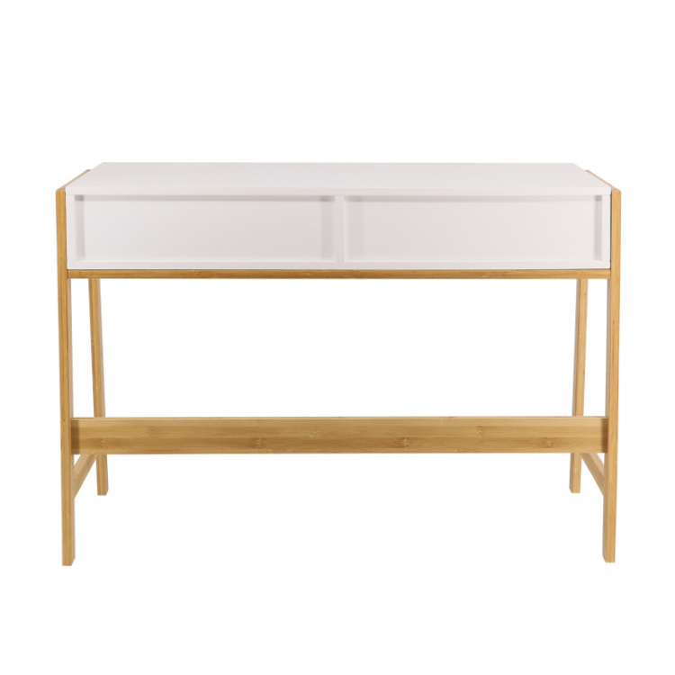 Custom simple design bamboo solid wood modern office  white study desk laptop computer office desks with drawer
