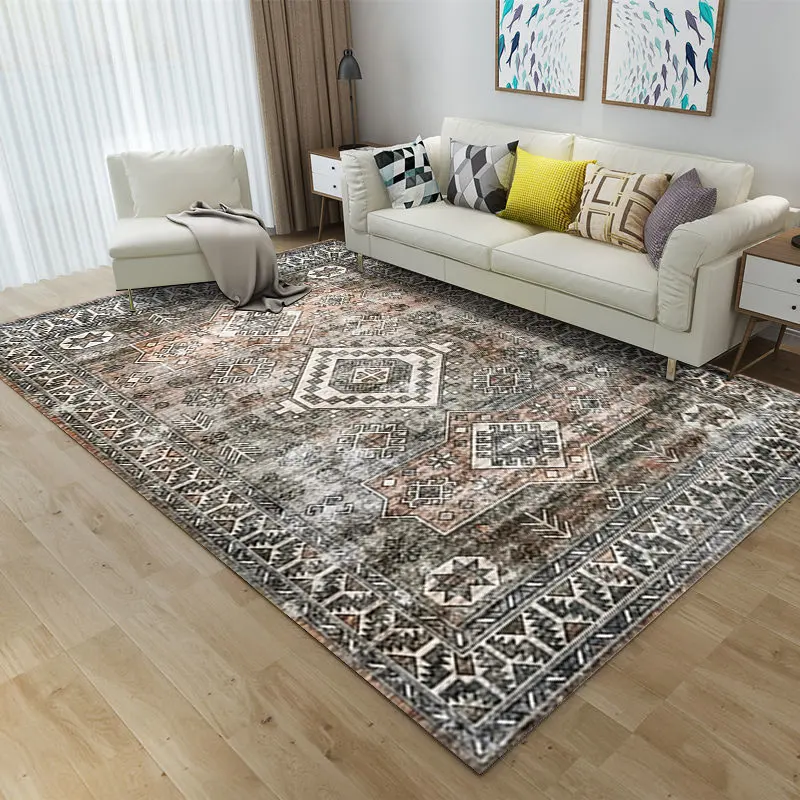 Karpet kamar tidur ruang tamu besar dapat dicuci Persia ukuran 5x7 karpet lantai cetak anti-lecet antiselip Oriental Distressed