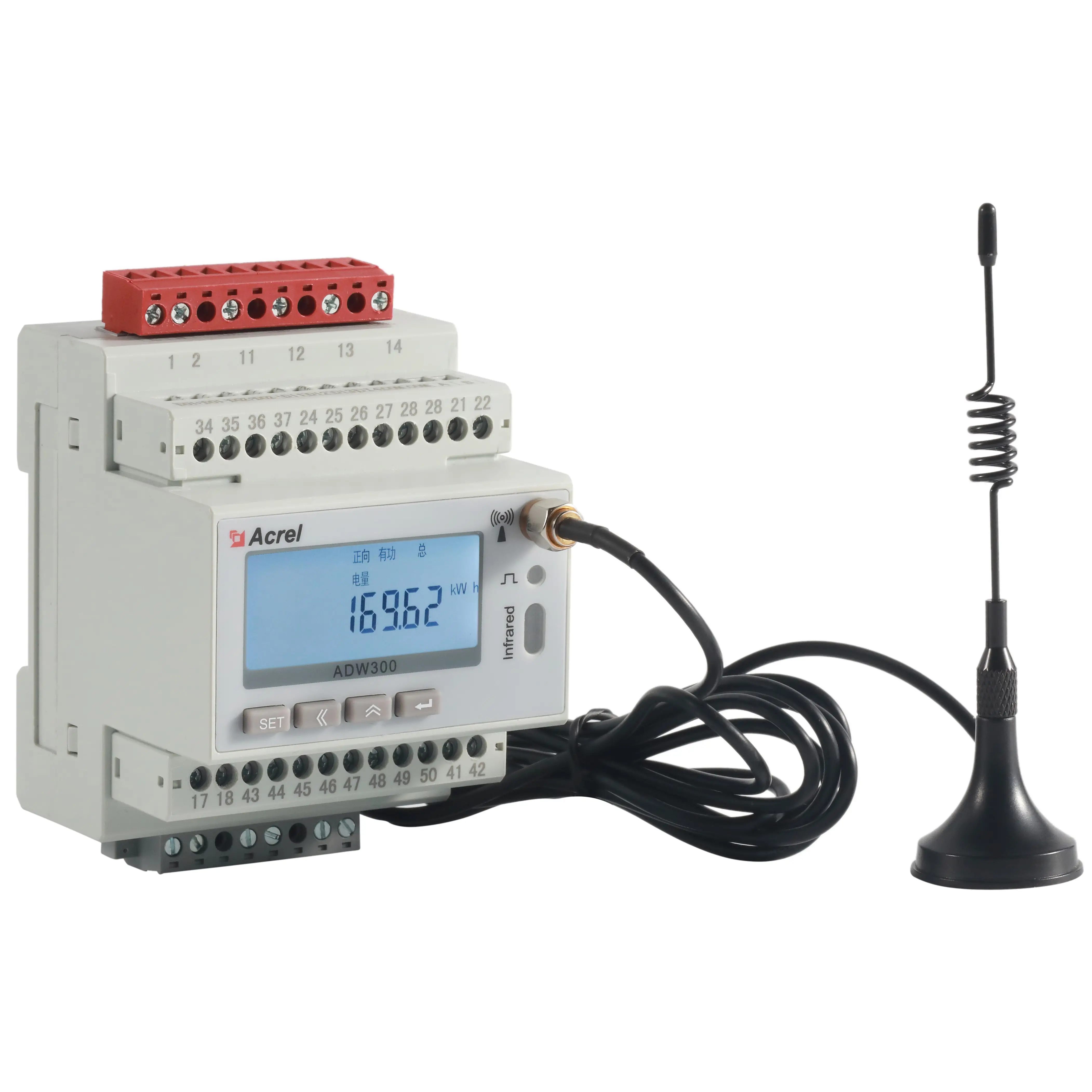 Acrel ADW300 RS485-Schnittstelle Dreiphasiger Wechselstrom-kWh-IOT-Stromzähler Aufzeichnung der Daten des letzten Monats Nennstrom 3x1(6)A AC