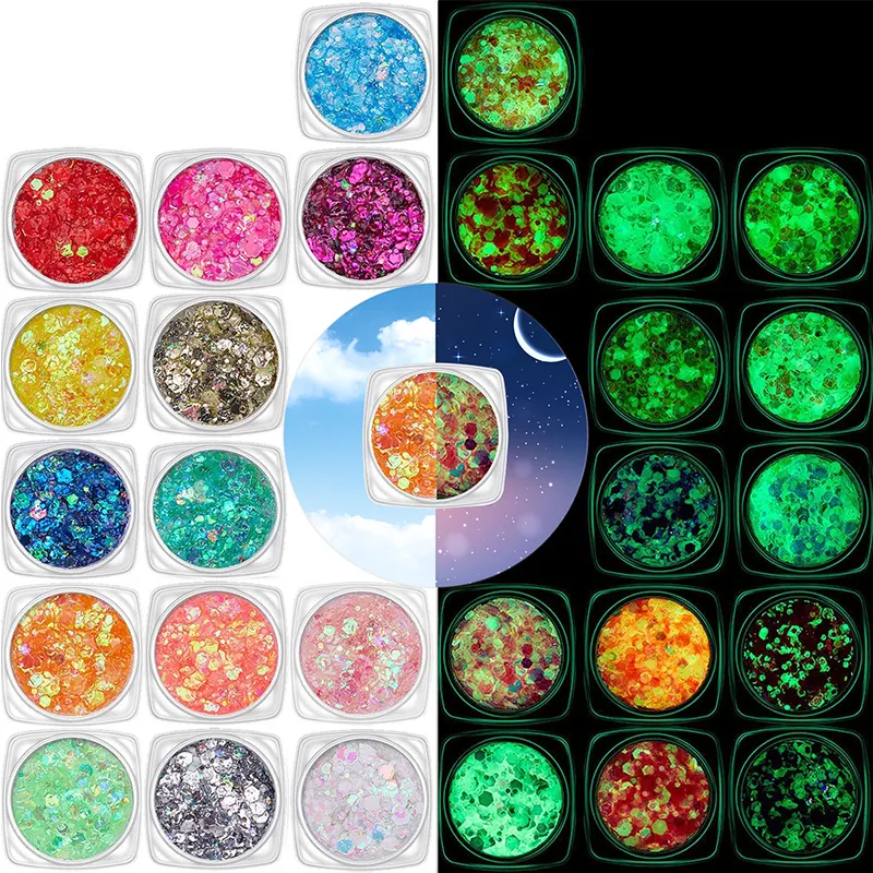 UV Neon Glow In The Dark OEM Kosmetische Schönheit Lidschatten für Gesicht Haar Nägel Körper Festival Glitter Gel Make-up Set Kit