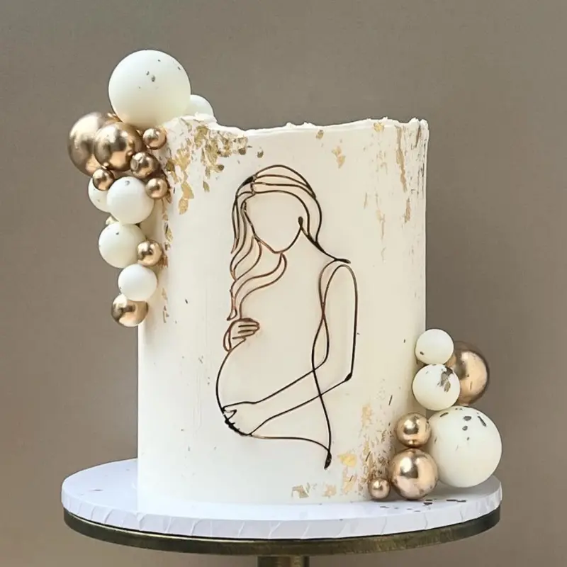 Líneas simples acrílico mamá maternidad pastel decoración Feliz cumpleaños decoración para futuros pastel Topper proveedores