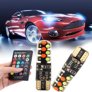 12V T10 W5W RGB COB发光二极管灯泡频闪闪光灯汽车照明阅读灯汽车楔形灯带遥控器