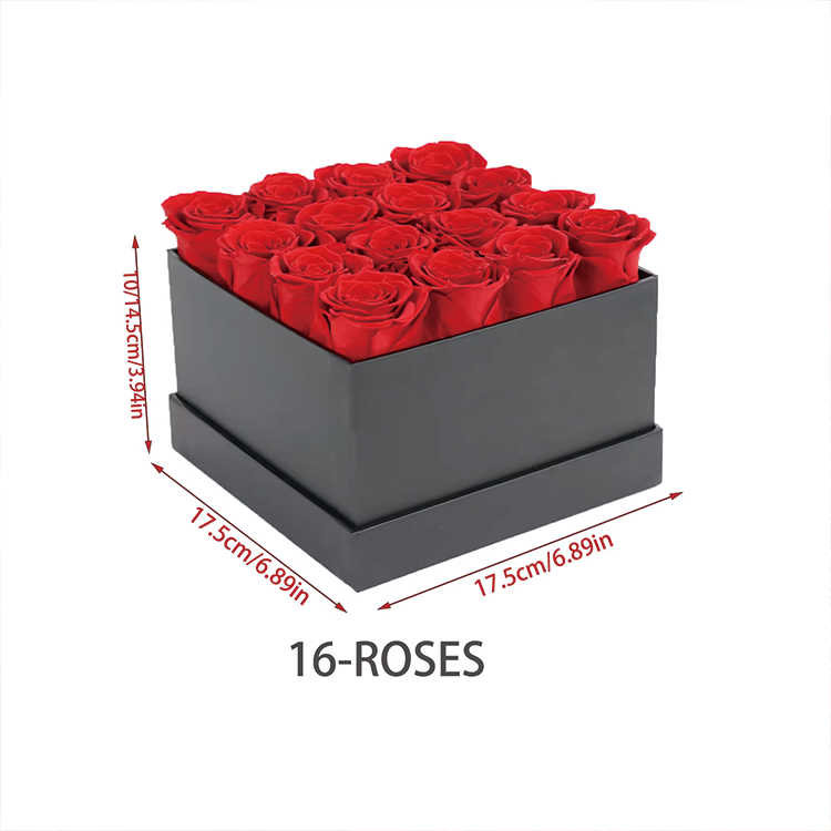 16 Roses In Square Box