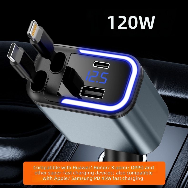 Câble télescopique double Apple Type-C à charge ultra-rapide 120W