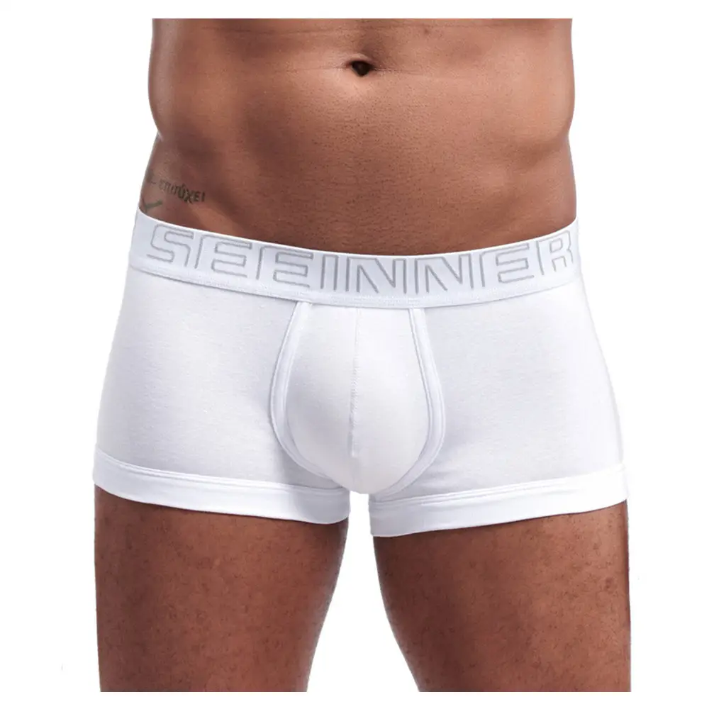 Private Label Campione Gratuito Senza Soluzione di Continuità Mens Dei Pugili Del Sacchetto Personalizzato Riassunti del Pugile degli uomini di Logo Slip Stringa di Biancheria Intima Sexy