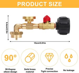 Propane Refill Adapter with Valve and Gauge, Fill 1 Pound Bottles From <strong>20lb</strong> <strong>Tank</strong>, Fits QCC1 / Type1