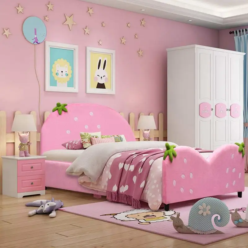 CBMmart-juegos de cama de alta calidad para niños, conjunto de dormitorio moderno de madera rosa para niñas, muebles para dormitorio