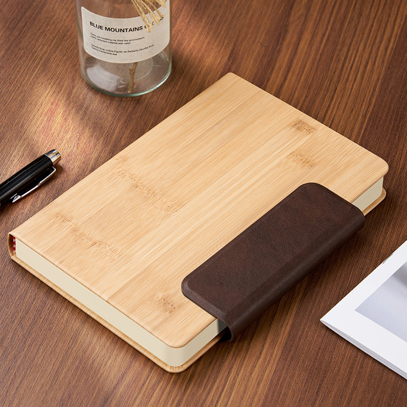 Magnetic coffee/bamboo grain leather buckle book