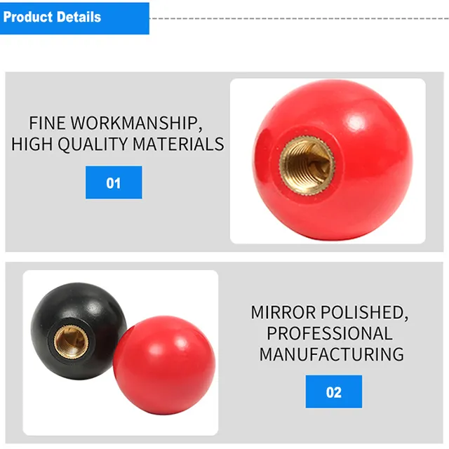 फैक्टरी मूल्य पीला लाल काले दौर गेंद Knobs परिक्रामी संभाल मुद्रण उद्योग के लिए एक प्रकार का प्लास्टिक गेंद घुंडी m8 m10