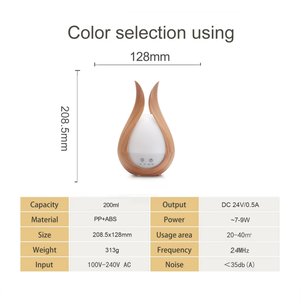 200ml Wood Grain Aromatherapy <strong>Humidifier</strong> Wireless Remote Control Cool Mist Electric Aroma <strong>Diffuser</strong> <strong>With</strong> <strong>Timer</strong> - Product Image 3