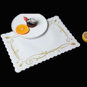 חד פעמי 14 "עגול לבן רקמת קייטרינג רקמת סולות plemats מלבן עוגת תחרה דוילי קישוט - Product Image 3