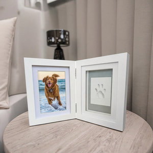 Paw Print Pet Keepsake Hinge Photo <strong>Frame</strong> and Clay UV Print Kit Extra-<strong>Large</strong> Air-Dry Imprint for <strong>DIY</strong> Tabletop Photos - Product Image 4