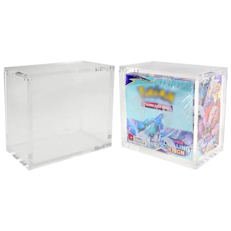 Proteção UV Acrílico Booster Box Display plexiglass cartão comercial Caso UV filtragem ETB Caso pokmon Acrílico Caixa Magnética com Tampa