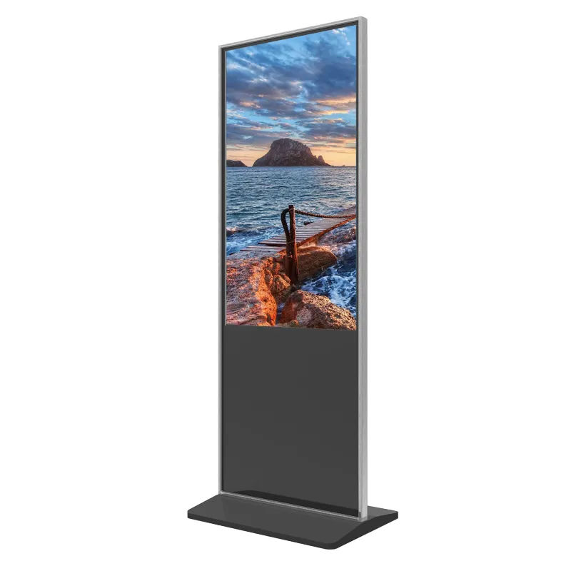 Heymi 55 Inch Vertical Digital Signage and Display Advertising Kiosks Portable T Shape Floor Standing Advertising Screen Kiosk
