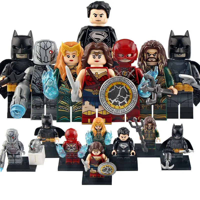 X0312 X0334 Super-herói Liga da Justiça Bat Super Wonder Woman O Flash Man Miniblocos Figuras blocos de construção brinquedos para crianças