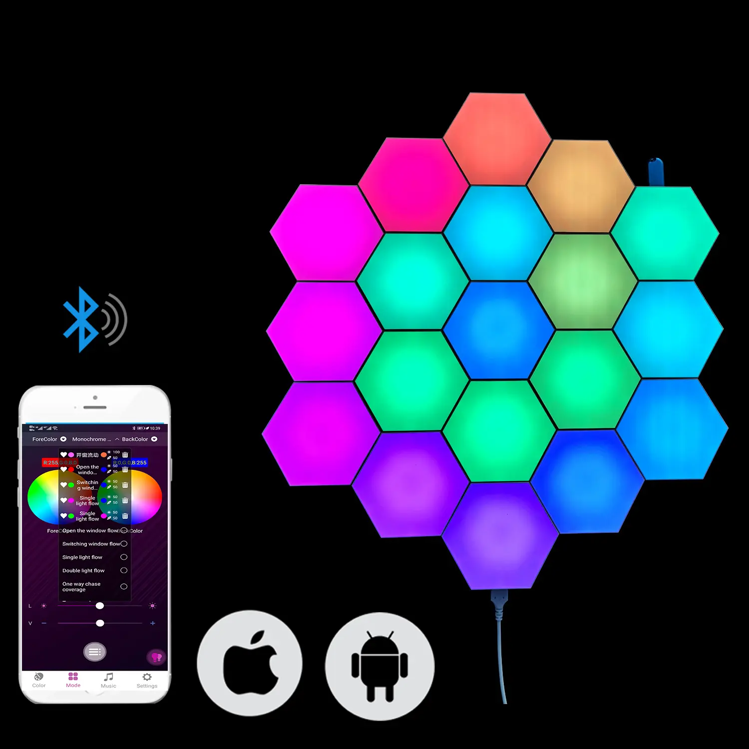 Lámpara inteligente Quantum Honeycomb RGB para el hogar, luz Modular de 16 millones de colores con Control por aplicación de teléfono móvil, regalos novedosos DIY