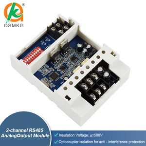Módulo de salida analógica de 2 canales Oshangming 0-20mA 0-10V con RS485 Modbus Rtu para sensor de temperatura