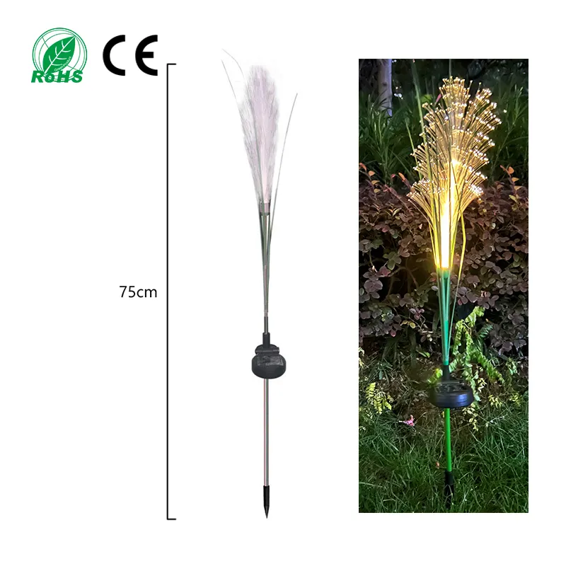 Luci alimentate Outdoosolar fiore artificiale LED illuminazione luminosa a fibra ottica solare decorazione natale giardino prato lampada 12 97