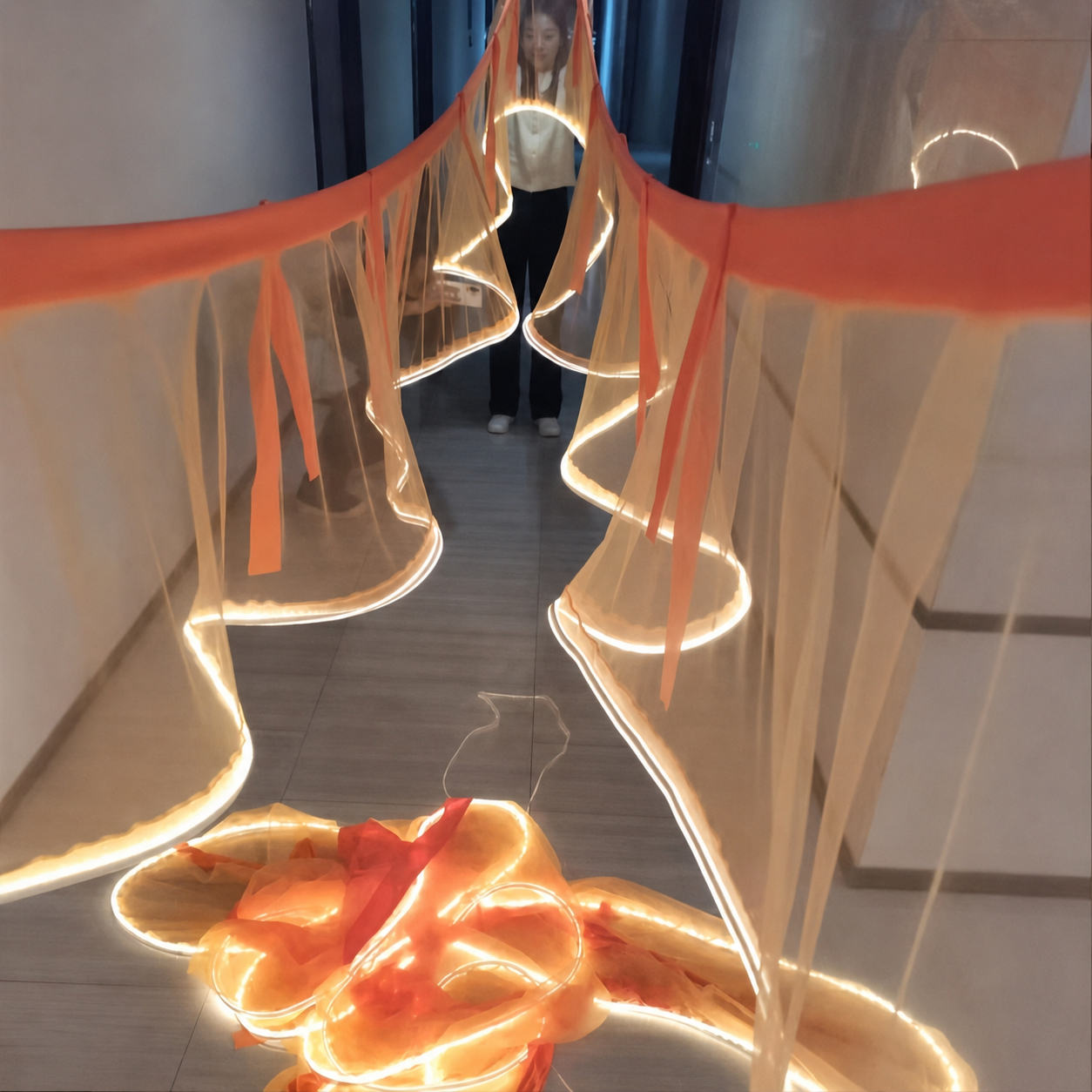Orange yarn warm light-price per meter