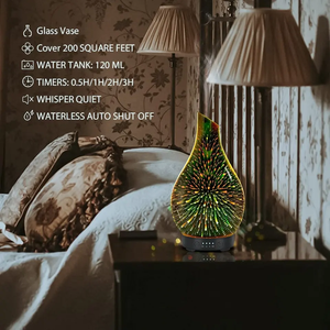 Diffusore di olio essenziale HonSun 3D vetro fuochi d'artificio per aromaterapia regalo 120ML umidificatore ad ultrasuoni impostazione del Timer di spegnimento automatico - Product Image 4