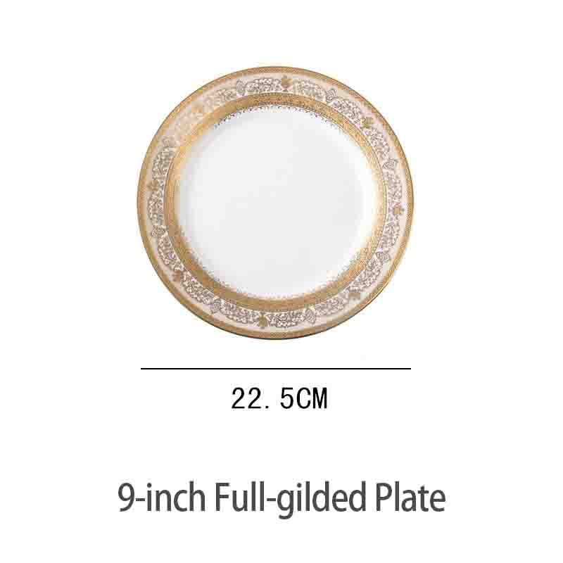 White 9-inch Full-gilded Plate