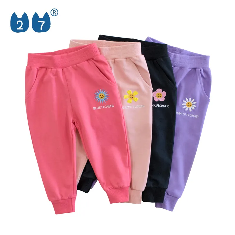 Venta caliente, venta al por mayor de Color sólido de colores de caramelo de algodón suave bebé niñas Deporte Pantalones Casuales