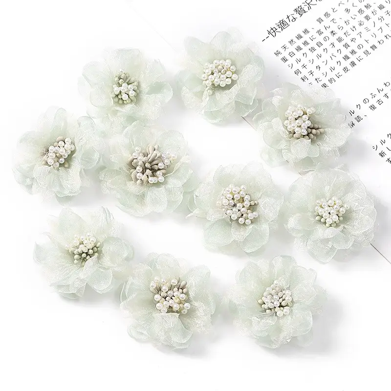 All'ingrosso stile coreano Organza fai da te fiore decorativo artificiale fatto a mano tessuto fiori per accessori di abbigliamento