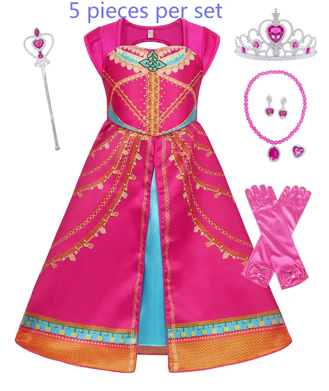 Fantasia de jasmine para crianças, vestido de princesa do aladin, roupas de cosplay para escola e fantasias, vestido casual para fotos