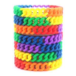 多色彩虹节LGBT彩色定制个性化促销同性恋骄傲硅胶腕带 - Product Image 5