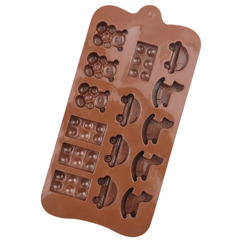Nieuwe Creatieve Spot Groothandel 15 Zelfs Trojan Horse Blokken Silicone Chocolade Diy Zelfgemaakte Biscuit Bakvorm