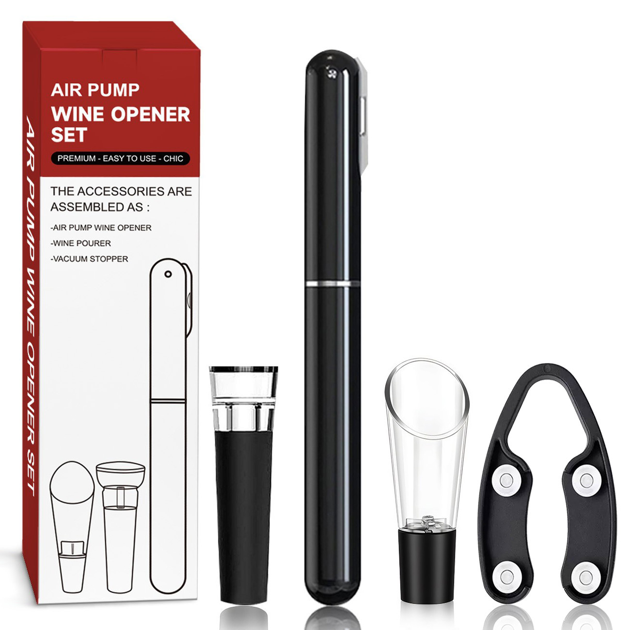 Ensemble de 4 bouteilles noires en forme de stylo