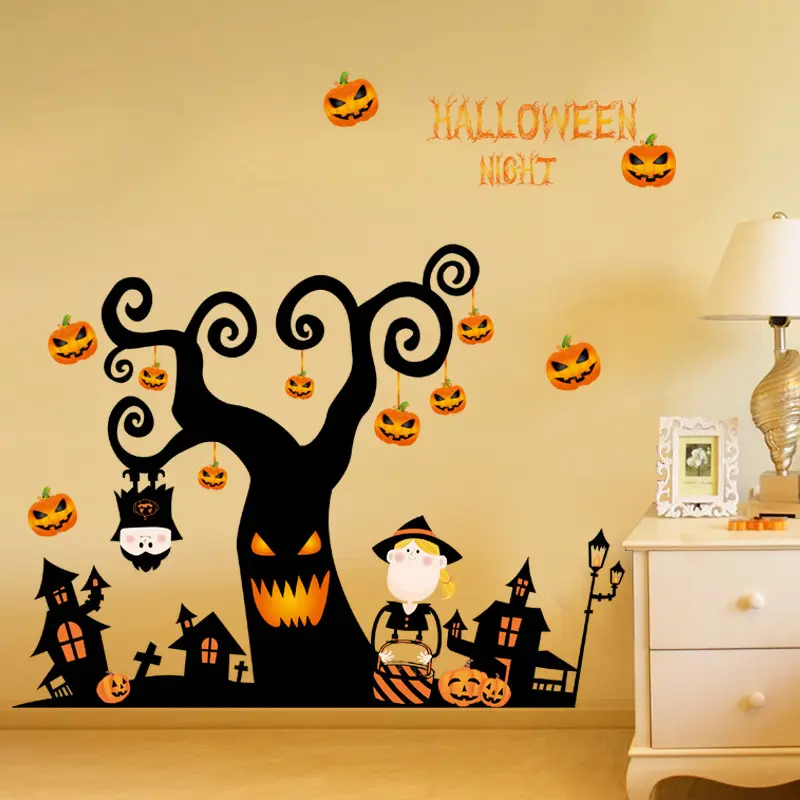 2023 nuovo PVC Halloween decorazione decalcomanie da parete soggiorno, camera da letto, scuola materna, decorazione della zucca decorazione della casa