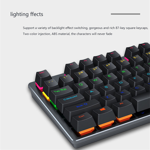 LEAVEN K550 Teclado mecánico con cable para juegos, Teclado retroiluminado RGB para Gamer, ordenador de oficina, portátil, 87 teclas, teclado USB para juegos - Product Image 3