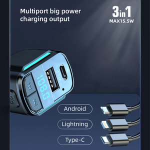 1ชิ้น3 in 1เครื่องเล่น MP3อเนกประสงค์ในรถยนต์1พอร์ตชาร์จ USB และ1PC Type-C สายข้อมูล FM ที่ชาร์จเร็ว - Product Image 3