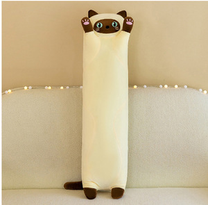Sıcak satış atmak yastık uzun kedi bebek uyku bebek ile peluş oyuncaklar dolması hayvanlar kızlar için - Product Image 6