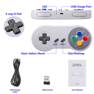 USB 2.4GHz <strong>Wireless</strong> SNES <strong>Controller</strong> Gamepad Compatible with PC MAC Raspberry Pi Linux - Product Image 5