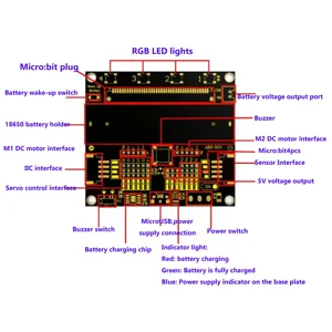 Micro: scheda di espansione bit Microbit scuola elementare e media Starter Robotbit V2.0 Python programmazione - Product Image 4