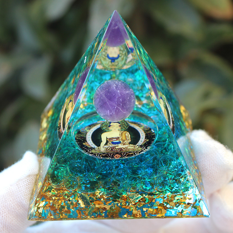 Purple Sphere Buddha Statue Glass