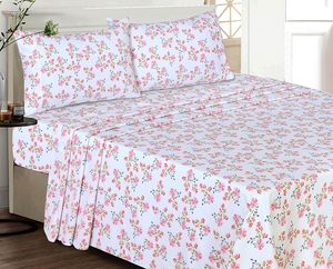 100% cotton nữ hoàng Kích thước tấm Ga Trải Giường thiết lập 4 miếng mềm mại thoáng khí percale dệt sâu túi 16 "khách sạn tiêu chuẩn gối - Product Image 2