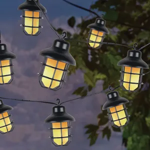 LED שמש אור שרשרת 10-ספירת פלסטיק שמש מופעל להבה אפקט פנס חיצוני שמש מחרוזת אורות תליית אורות שמש