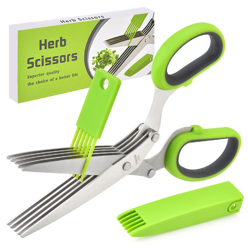 Ensemble de trois ciseaux gris vert