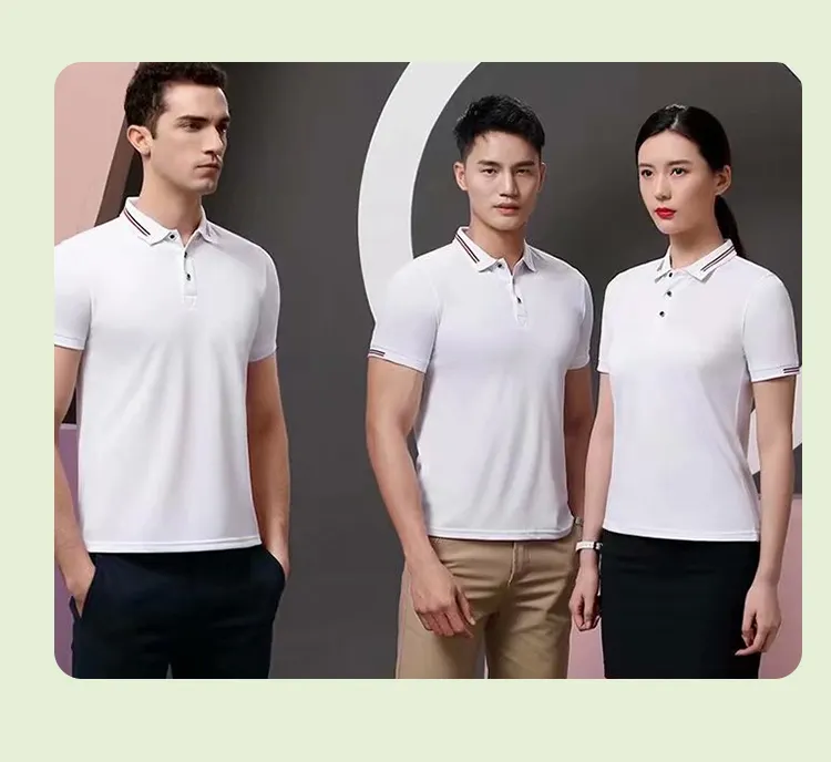 Fabricantes de camisas transpirables de verano Polos baratos para hombres con logotipo personalizado Chaqueta Uniforme Hombre Mujer