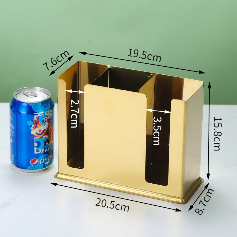 Three-grid square chopsticks holder (gold)