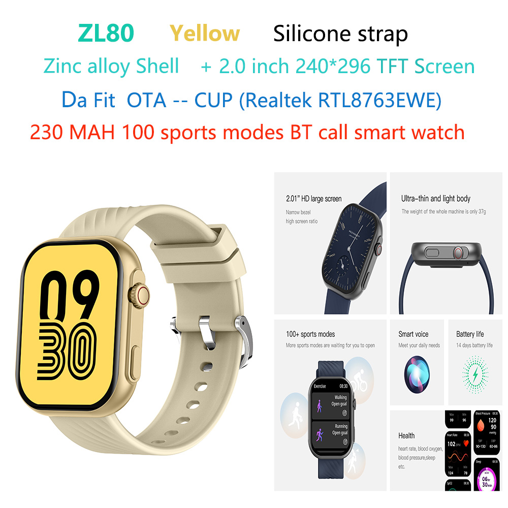 Reloj inteligente con llamada ZL80-fashion-bt-amarillo
