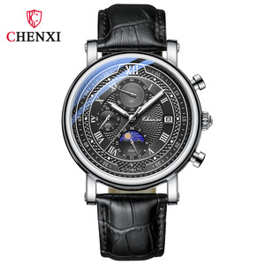 CX-976 Multi funzionale vero tre occhi sei ago orologio da uomo fase lunare calendario cronometraggio Business orologio al quarzo - Product Image 2