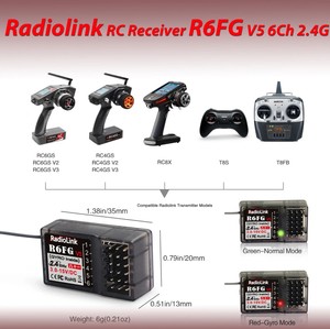 Radiolink RCレシーバーR6FG 6 Ch 2.4G HVサーボRXジャイロ400m長距離制御RCカーボートトランスミッターRC4GS RC6GS V2 V3 - Product Image 2