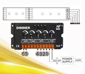 RGBCW RGB + CCT LED şerit işıklar için DC12-24V 10A * 5CH 50A D550 topuzu LED karartıcı kontrol cihazı - Product Image 5