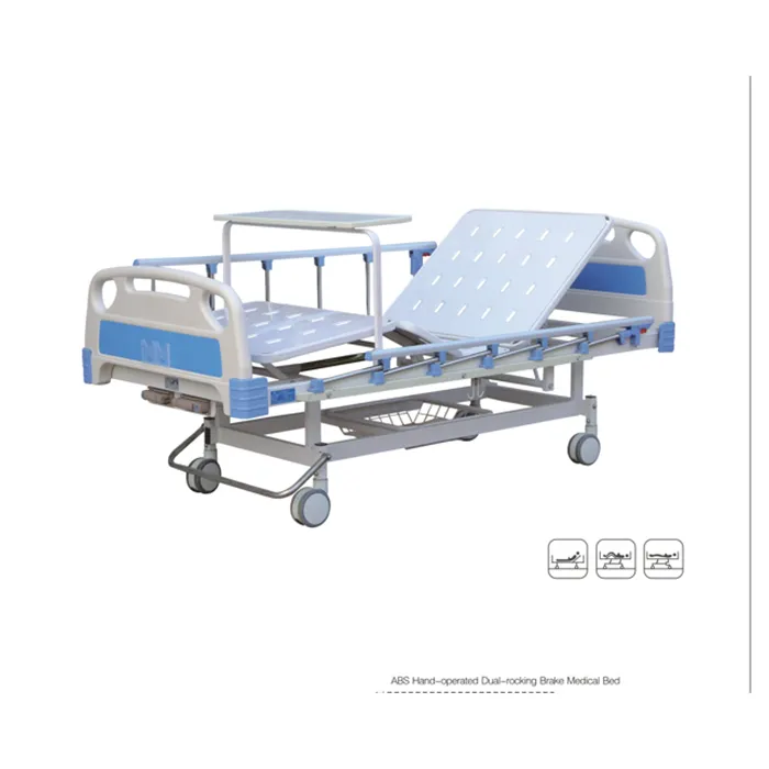Hongan-camas de hospital para ancianos, accesorio médico de ABS operado a mano, freno basculante doble, tres funciones, manual de enfermería